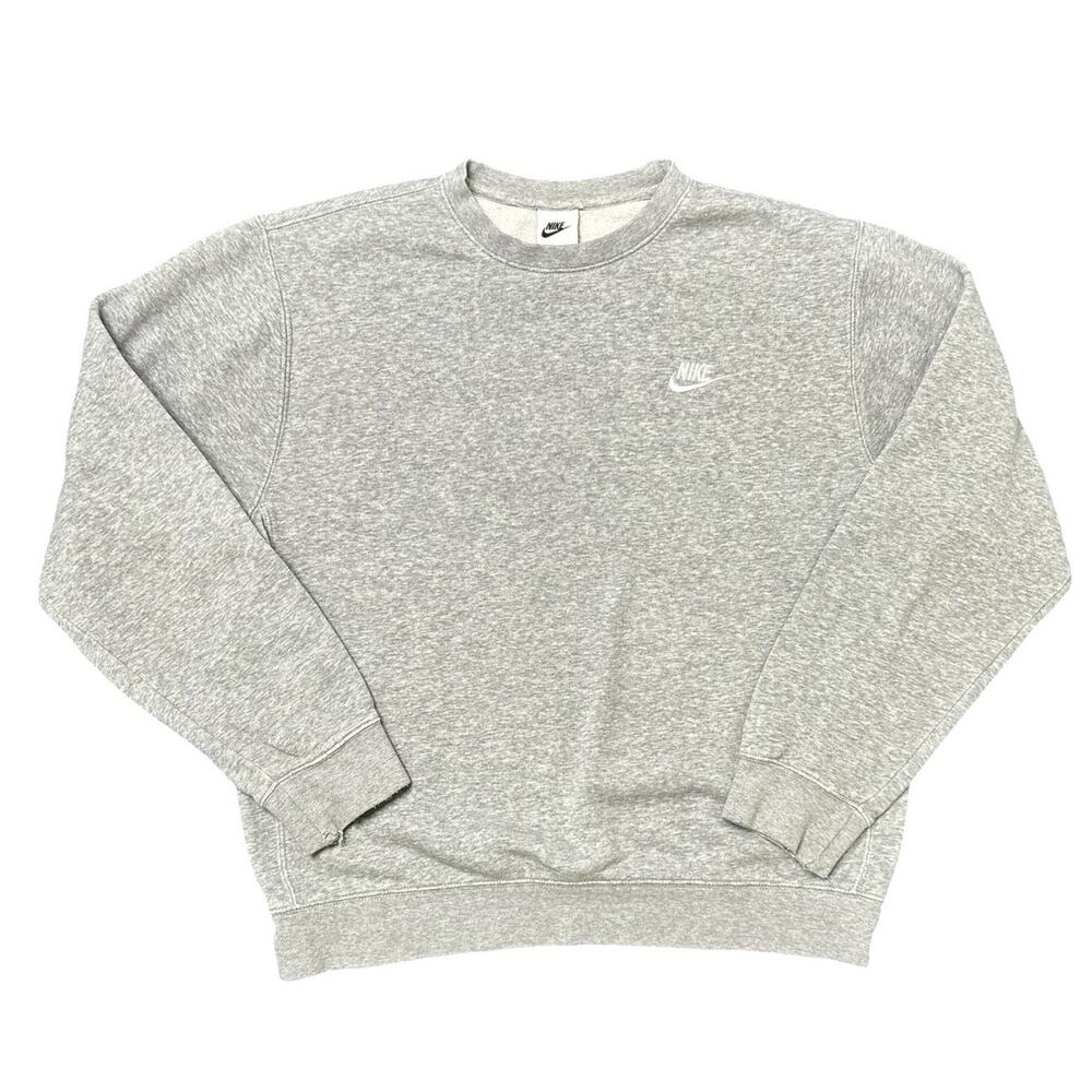 Nike Club Men's Gray Heathered Fleece Crewneck Long Sleeve Sweatshirt Small
